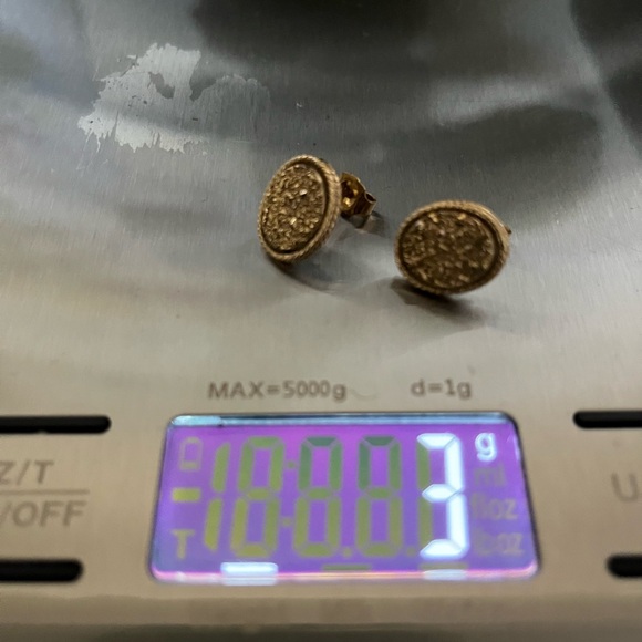 Milor 14K Yellow Gold Druzy & White Topaz Ring with druzy set of earrings. - Picture 7 of 13